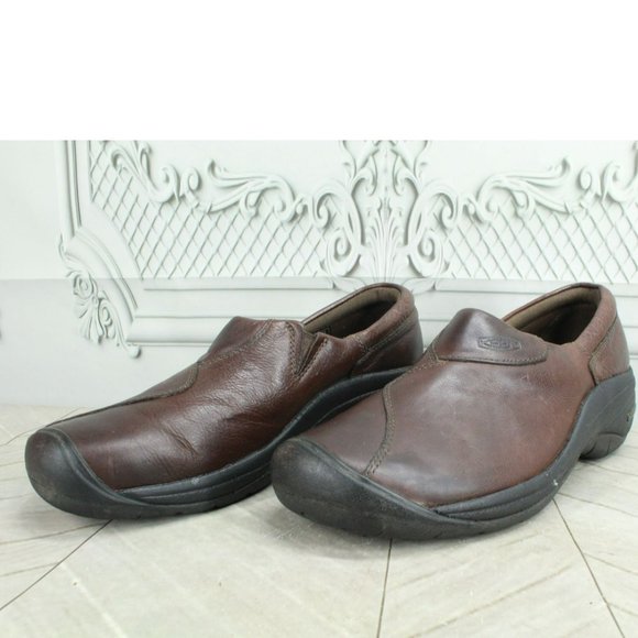 Keen Brown Leather Slip On Round Toe Casual Oxford Loafer Shoes Size 9.5 - Picture 2 of 9